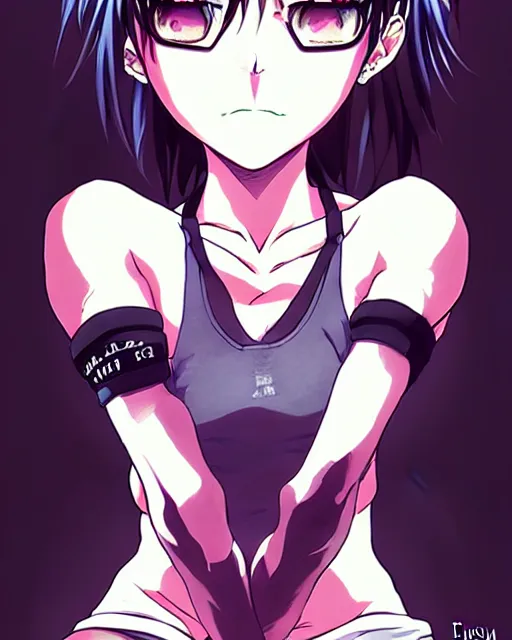 Image similar to style of madhouse studio anime, rei hiroe black lagoon manga, loish, artgerm, joshua middleton comic art, portrait of revy from black lagoon, symmetrical eyes and symmetrical face, jean shorts, white tank top, waist up, sarcastic evil smirk on face, natural lighting