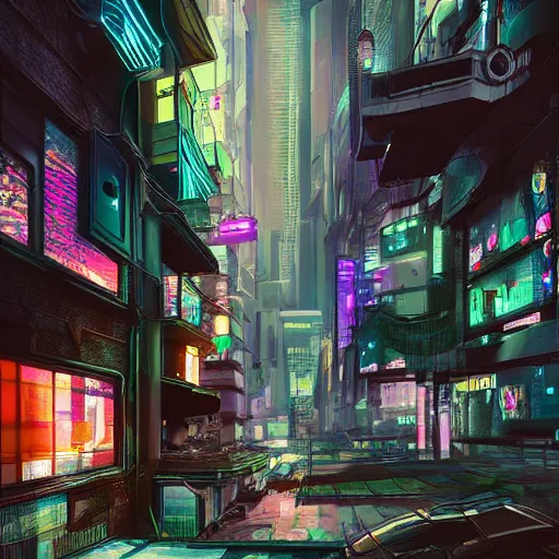 Prompt: A cat exploring a cyberpunk city inhabited by robots, photorealistic digital art, high detail,