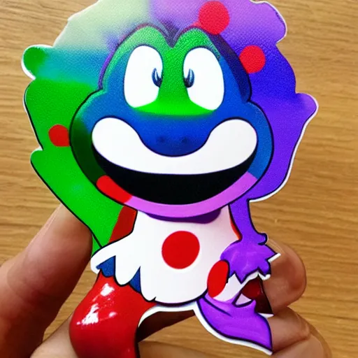 Image similar to symmetrical die cut sticker, yoshi from yoshi's island, splatter paint