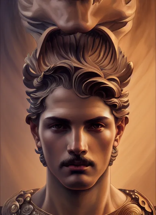 Image similar to symmetry!! portrait of perseus, greek mythology, ancient greece, elegant, highly detailed, dynamic lighting, digital art, digital painting, artstation, sharp focus, illustration, art by artgerm and greg rutkowski and alphonse mucha, 8 k