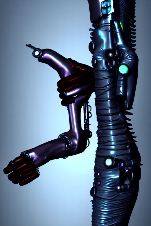 Image similar to a cyberpunk dark metallic arm prosthesis realistic proportions, electric, close look, anatomically correct hand and fingers, sci - fi, rpg, digital painting, cad render, artstation, concept art, smooth, 8 k frostbite 3 engine, ultra detailed