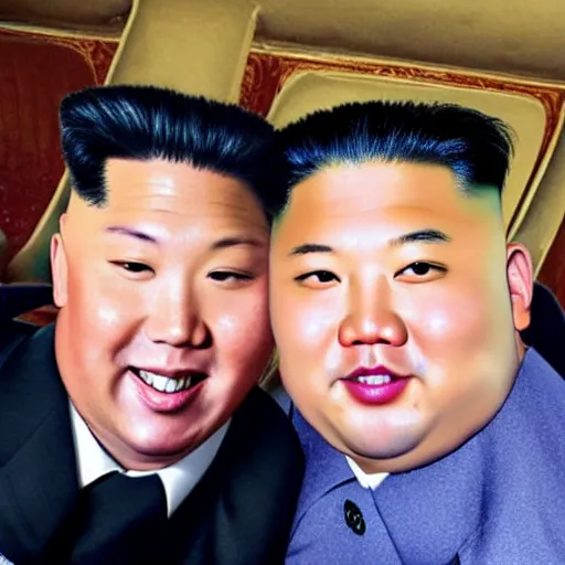 Prompt: the rock and kim jong - un, selfie, phone photo,