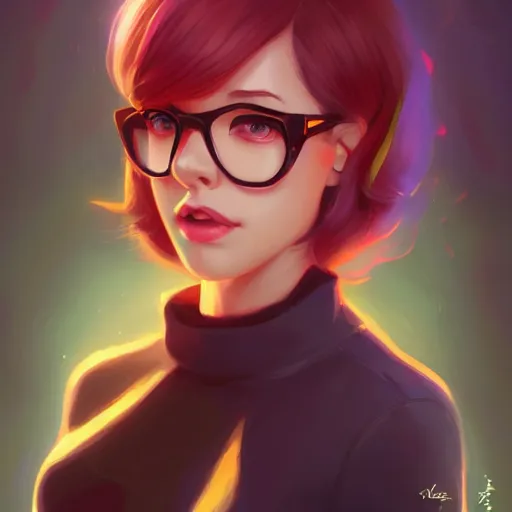 Image similar to a portrait of a beautiful velma, art by lois van baarle and loish and ross tran and rossdraws and sam yang and samdoesarts and artgerm and saruei, digital art, highly detailed, intricate, sharp focus, trending on artstation hq, deviantart, unreal engine 5, 4 k uhd image