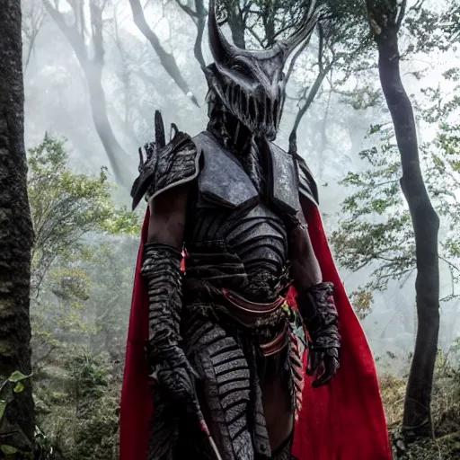 Image similar to High fantasy Yautja in the forests plains of north yorkshire, 4k, Predator Movie, dragon inspired armor