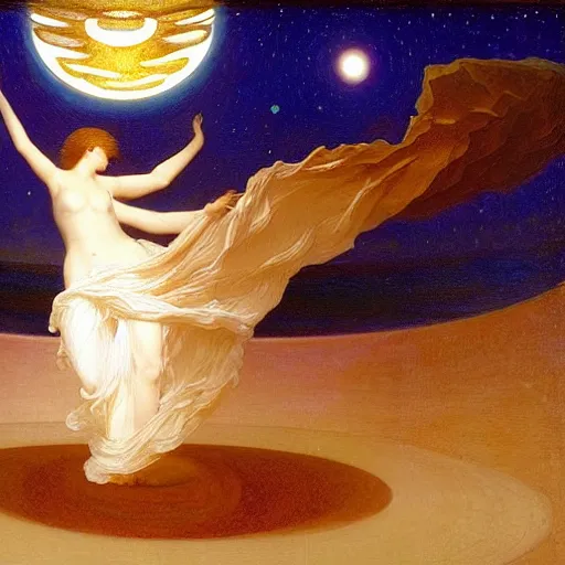 Image similar to Liminal space in outer space by Frederick Lord Leighton