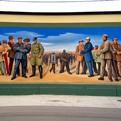 Image similar to the word daily in a socialist realist mural