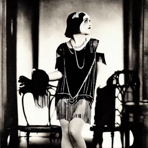 Prompt: christina ricci in the 1 9 2 0 s, flapper girl, photograph, speakeasy