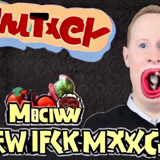 Image similar to YouTube thumbnail of new MrTLexify mukbang video, MrTLexify makes a surprised face