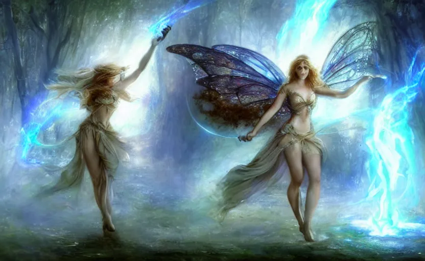 Image similar to the fairy rebellion. by artstation trending, by joseph mallord william turner, luis royo, konstantin razumov, cinematic lighting, fractal flame, highly detailed