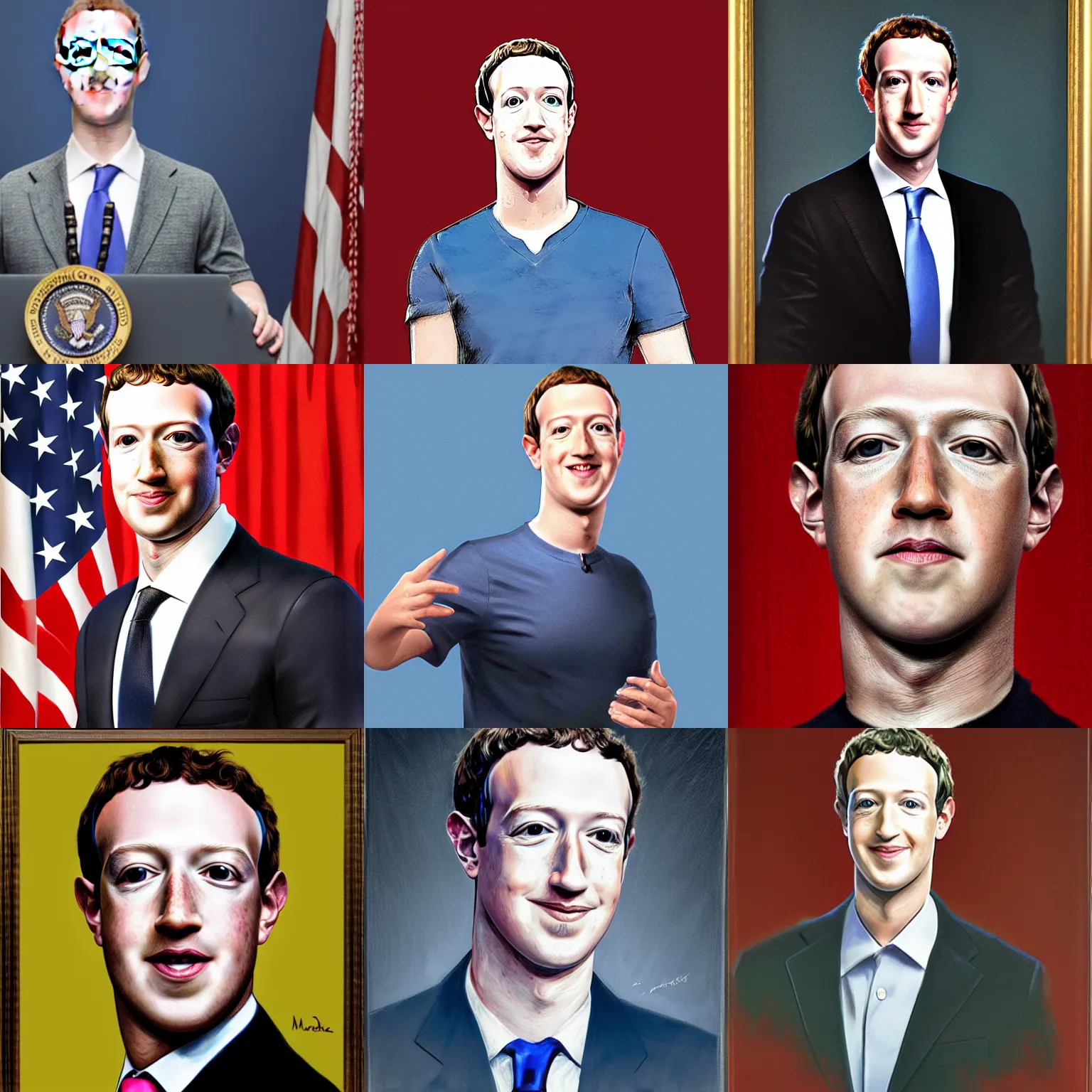 Prompt: official presidential portrait of mark zuckerberg