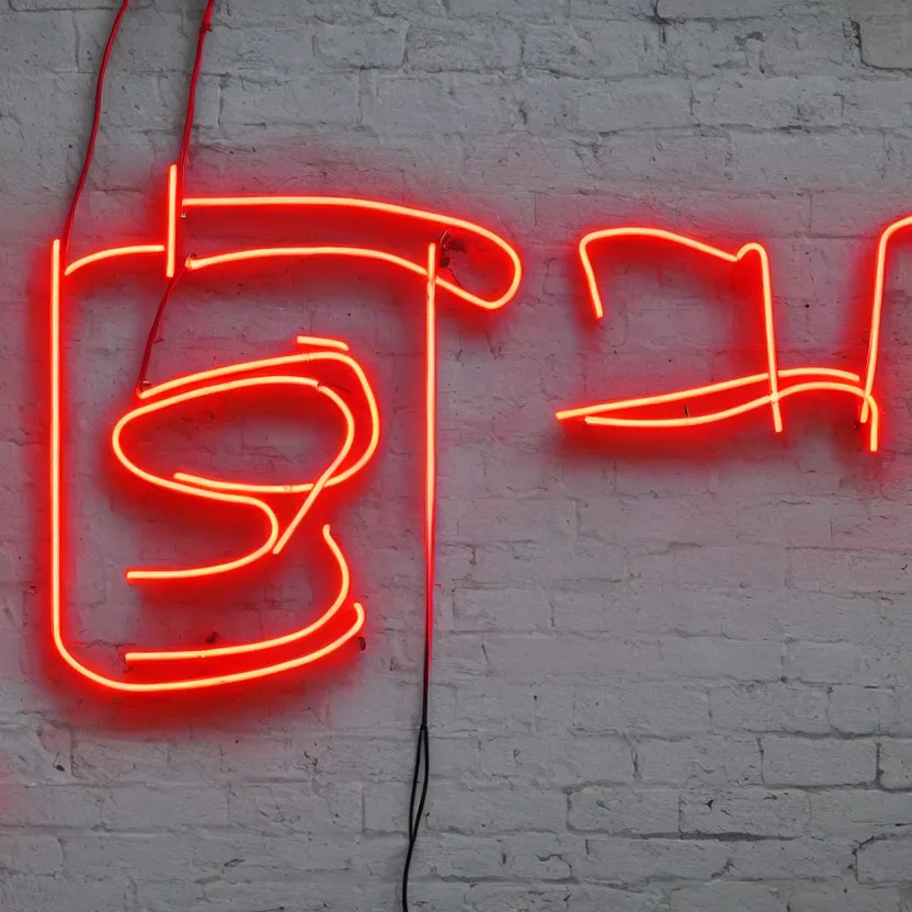 Image similar to a red neon sign with the word hatica on a new york wall, hyper realistic