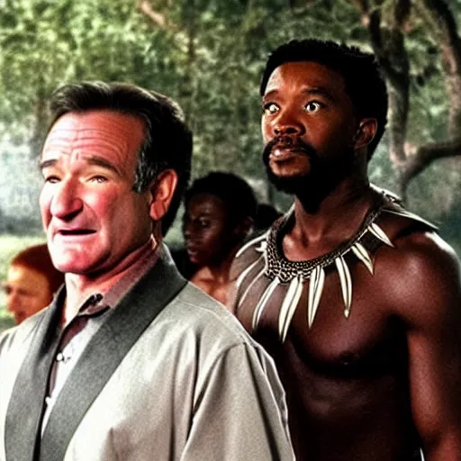 Image similar to robin williams as black panther