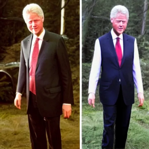 Prompt: realistic photo of bill clinton wearing a dress,