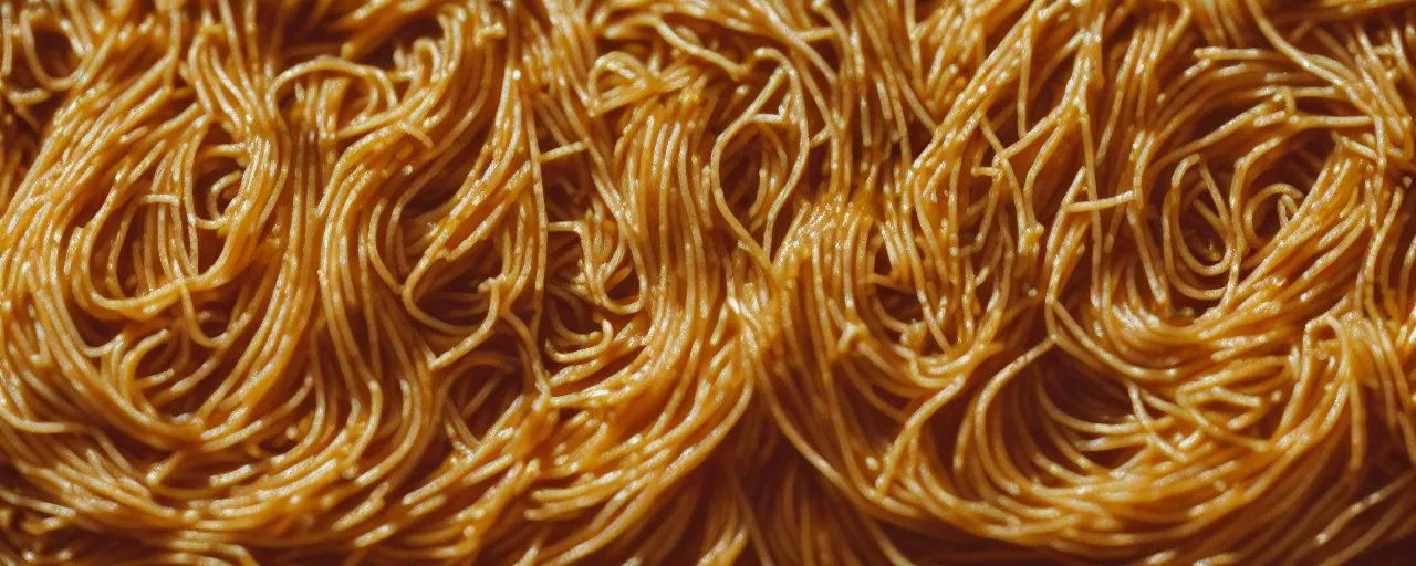 Prompt: macro shot of spaghetti, canon 1 0 0 mm, wes anderson film, kodachrome