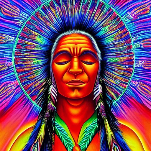 a painting of elegant native american praying by | Stable Diffusion ...