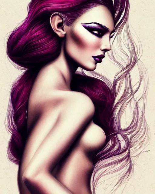 Prompt: portrait of mermaid, zoom, rule of thirds, atmosphere, intricate, vogue, regal, latinas, symmetrical!!, makeup, loreal, maybelline, sephora, loreal, artstation, art by artgerm and gonzalo ordonez arias, moody, concept art, filmic, vsco