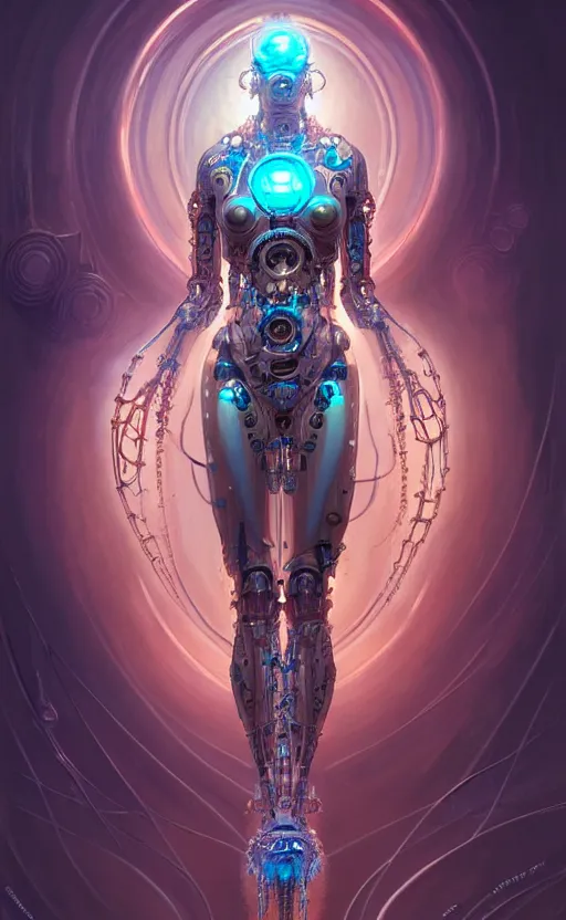 Image similar to Cyborg biomechanical jellyfish female deity, sci-fi, highly detailed, digital painting, artstation, concept art, smooth, sharp focus, illustration, art by artgerm and greg rutkowski and alphonse mucha