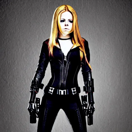 Prompt: Avril Lavigne as Black Widow