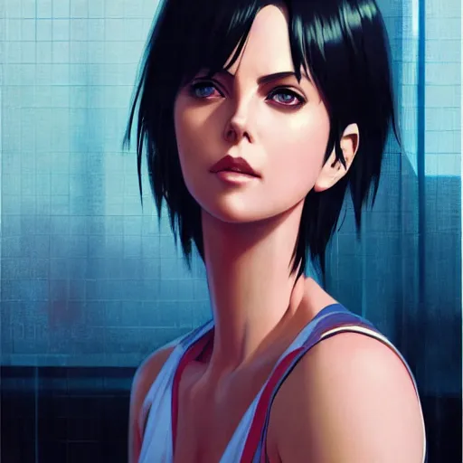 Prompt: charlize theron portrait as manga girl, realistic shaded perfect face, fine details. anime. realistic shaded lighting poster by ilya kuvshinov katsuhiro otomo ghost - in - the - shell, magali villeneuve, artgerm, jeremy lipkin and michael garmash and rob rey