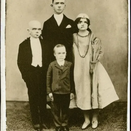 Image similar to creepy family, 1 9 2 0's photography