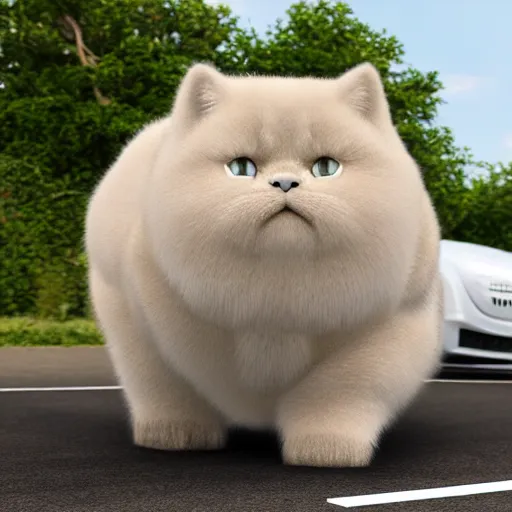 Prompt: a fluffy transformer roadster that looks like a fluffy British Shorthair, cool, realistic, 4k, hd, highly detailed