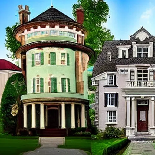 Prompt: a small house and a mansion they are divided by a wall of money