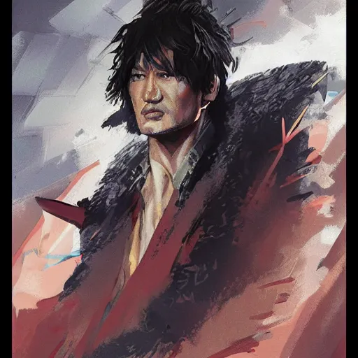 Prompt: Viktor Tsoi kino, cybperunk art, trending on pixiv, artstation