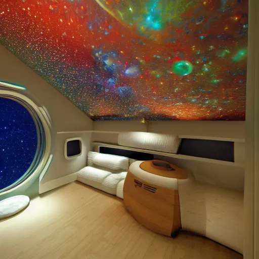 Image similar to Liminal space in outer space, Room design