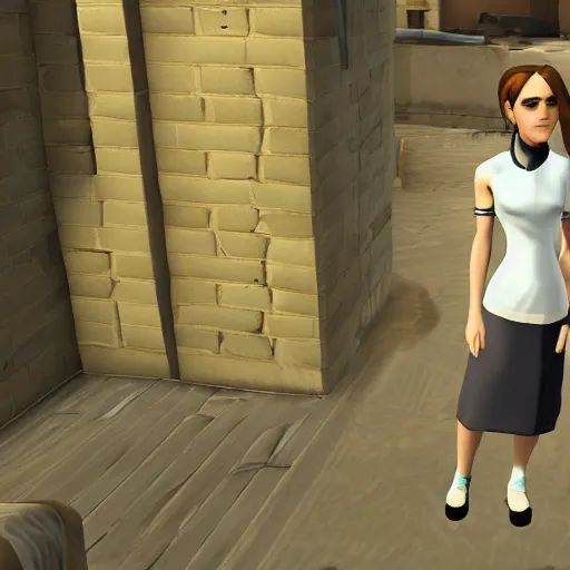 Image similar to Emma Watson screenshot from team fortress 2