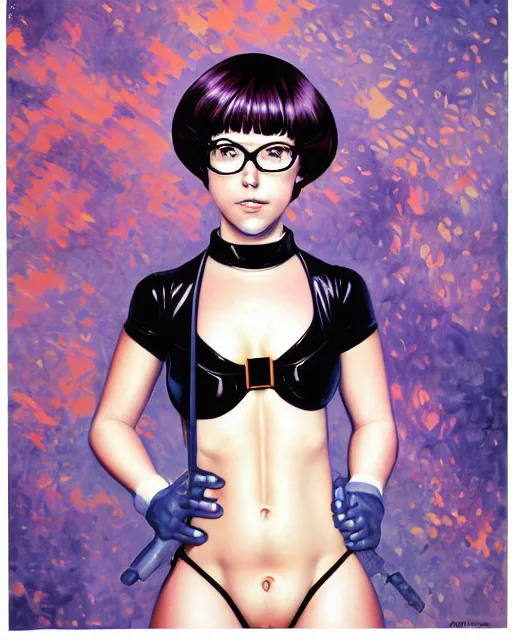 Prompt: a portrait of velma dinkley as an android girl by Hajime Sorayama