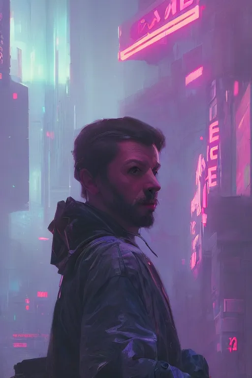 Prompt: portrait of Ron Wisly in cyberpunk, neon lighting, night city, digital art from artstation by Ruan Jia and Mandy Jurgens and Artgerm and william-adolphe bouguereau and Greg Rutkowski and Wayne Barlowe