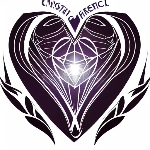 Prompt: mystic crystal heart logo, vector illustration