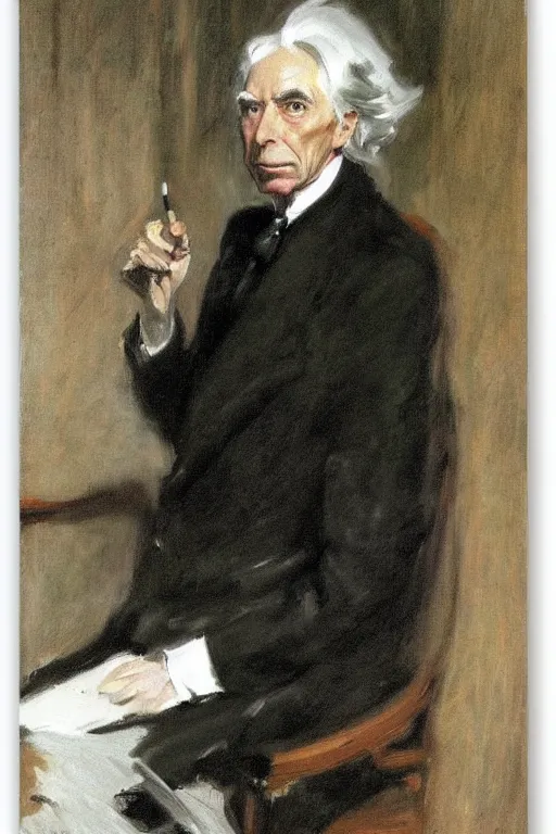 Prompt: portrait of Bertrand Russell, by John Singer Sargent