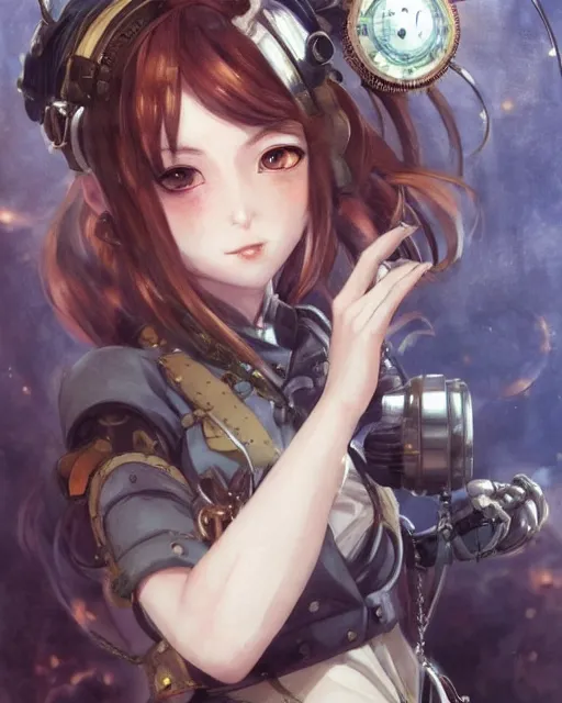 Image similar to portrait Anime Girl steampunk cute-fine-face, pretty face, realistic shaded Perfect face, fine details. Anime. Bioshock steampunk realistic shaded lighting by katsuhiro otomo ghost-in-the-shell, magali villeneuve, artgerm, rutkowski Jeremy Lipkin and Giuseppe Dangelico Pino and Michael Garmash and Rob Rey