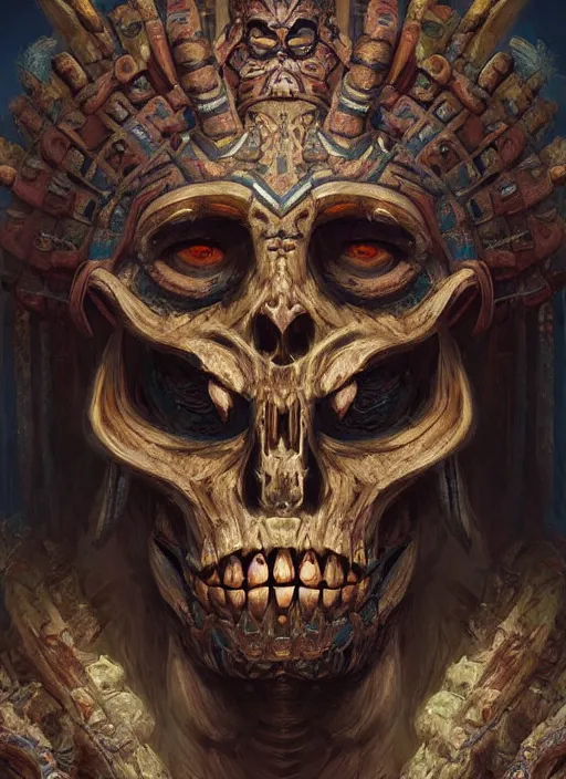 Image similar to digital _ painting _ of _ ah puch mayan god of death _ by _ filipe _ pagliuso _ and _ justin _ gerard _ symmetric _ fantasy _ highly _ detailed _ realistic _ intricate _ port