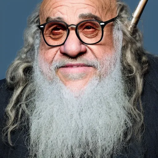 Image similar to danny devito starring as gandalf the white in the 2 0 2 4 lord of the rings movie, full body, hyper realistic, high quality, wide angle, always sunny in philadelphia, with hat