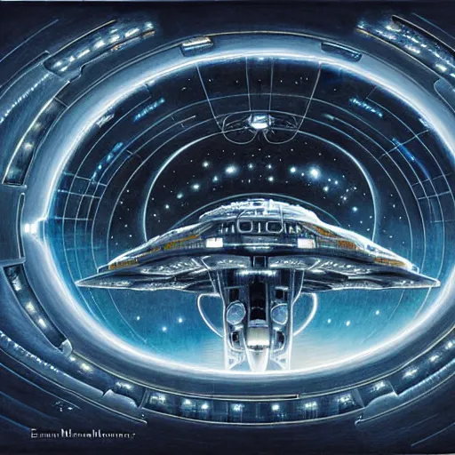 Prompt: starship enterprise, symmetry, by jean - baptiste monge