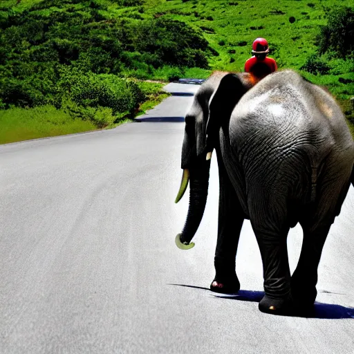 Prompt: elephant riding a motorcycle