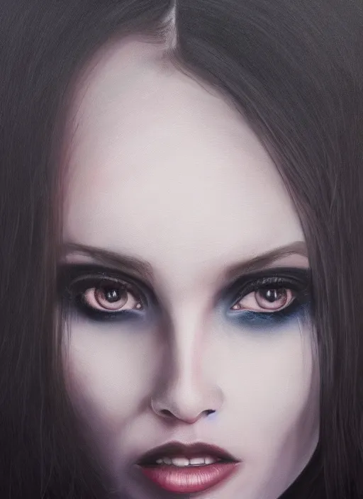 Image similar to hyper realistic, portrait, close - up, moon, dark witch, painting by ansell, mary jane, smooth, sharp focus