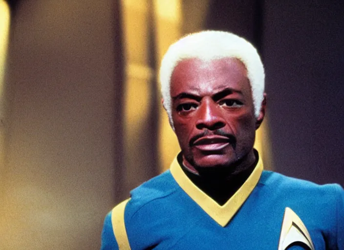 Image similar to a photograph of Commander La Forge from star trek