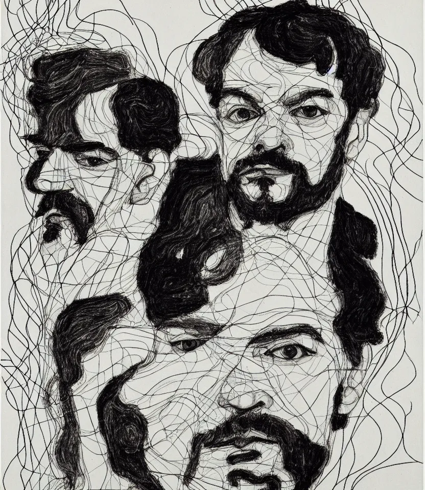 Image similar to elegant line art portrait of claude debussy. inspired by egon schiele. contour lines, musicality, twirls and curves, strong personality