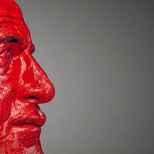 Prompt: a giant benjamin netanyahu sculpture made out of juicy red jelly on water surface, long shot, hyper detailed, hyper realistic, ray tracing, 8 k resolution, sharp focus, realistic water, award winning