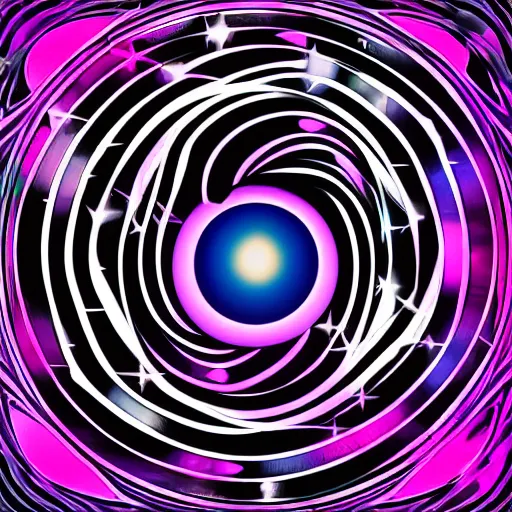 Prompt: album cover, space, magic, new age, black, white, pink, psychedelic, crystal ball, allred mike