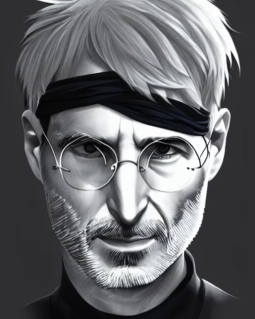 Prompt: steve jobs as kakashi, portrait, intricate, artstation