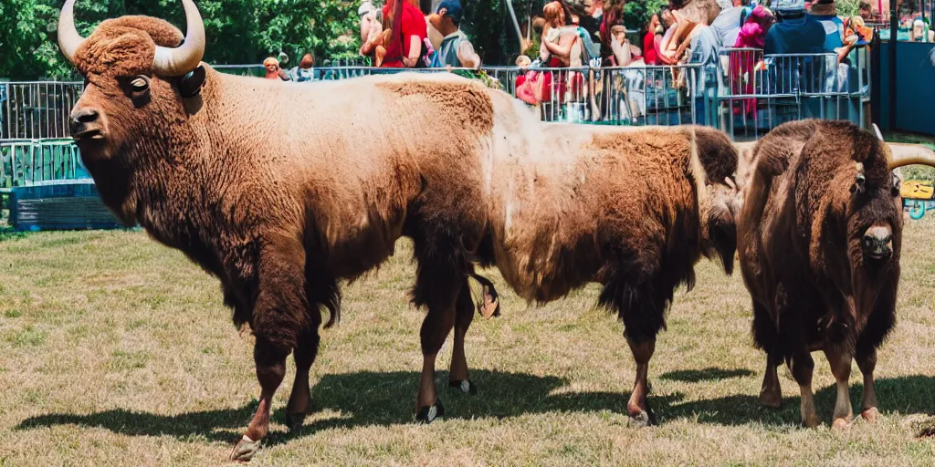 Image similar to fair rides petting zoo lone bison focus photography