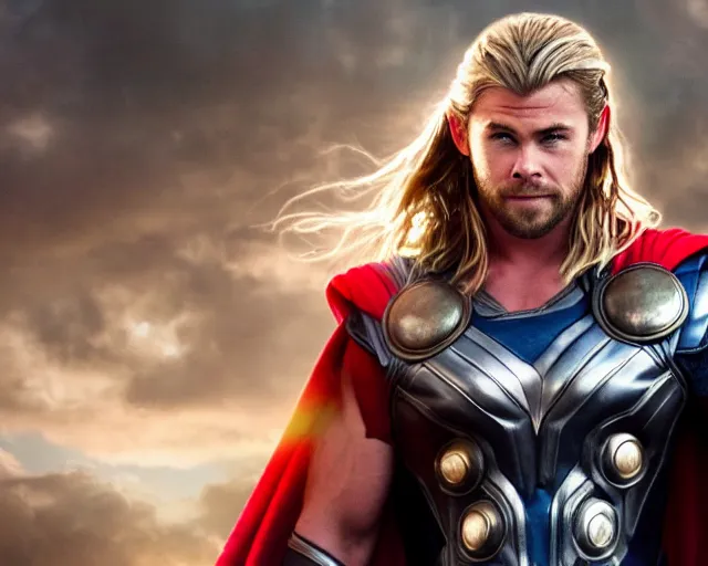 Prompt: Chris Hemsworth as thor at a gay pride event, cinematic shot, 8k resolution, hyper detailed