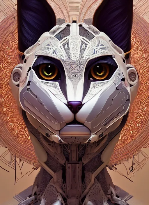 Prompt: symmetry!! portrait of a hybrid robot cat, floral! horizon zero dawn machine, intricate, elegant, highly detailed, ray tracing, digital painting, artstation, concept art, smooth, sharp focus, illustration, art by artgerm and greg rutkowski and alphonse mucha, 8 k