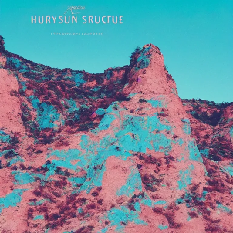 Prompt: turquoise sightseeing album cover, film, soft lighting gradient