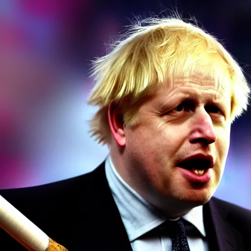 Image similar to medium shot photo of Boris Johnson smoking weed, 4k, ultra HD