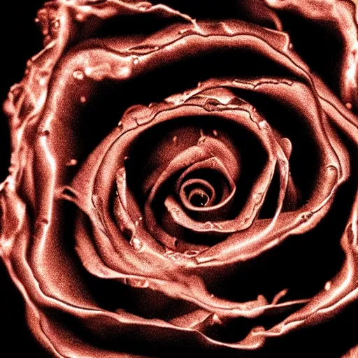 Image similar to award - winning macro of a beautiful black rose made of glowing molten magma, inner glow, lava texture